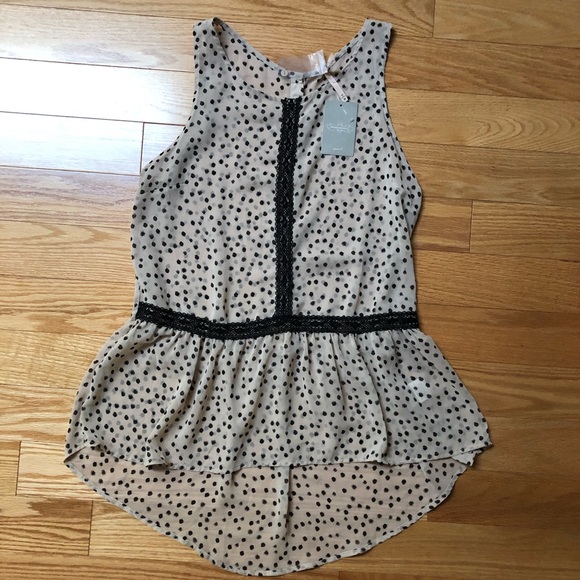 NWT Anthropologie Stitch x Stitch Neutral Polka Dot Sheer Top, Size M - Picture 2 of 9
